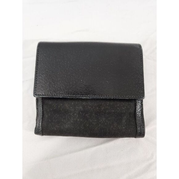 Gucci Vintage Black Leather Trim Canvas Bi Fold Wallet Authentic Unisex READ - Picture 2 of 16